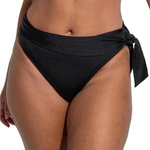 Elegant Pour Mou Bermuda Foldover Tie Black Bikini Bottom 14